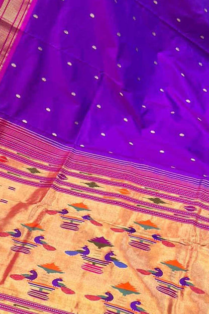 Regal Purple Handloom Paithani Saree with Maharani Pallu in Pure Silk