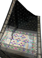 Exquisite Black Handloom Paithani Saree with Maharani Pallu in Pure Silk - Luxurion World