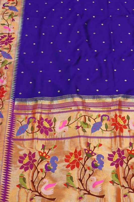 Blue Paithani Handloom Pure Silk Saree - Luxurion World