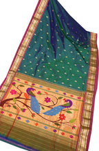 Green Handloom Paithani Pure Silk Saree: Pure Elegance - Luxurion World
