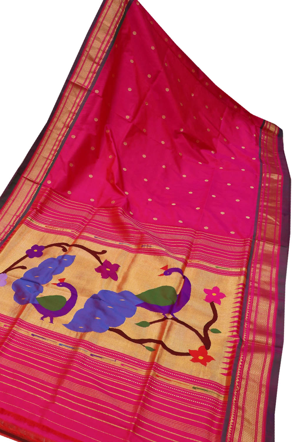 Exquisite Pink Handloom Paithani Pure Silk Saree - Luxurion World