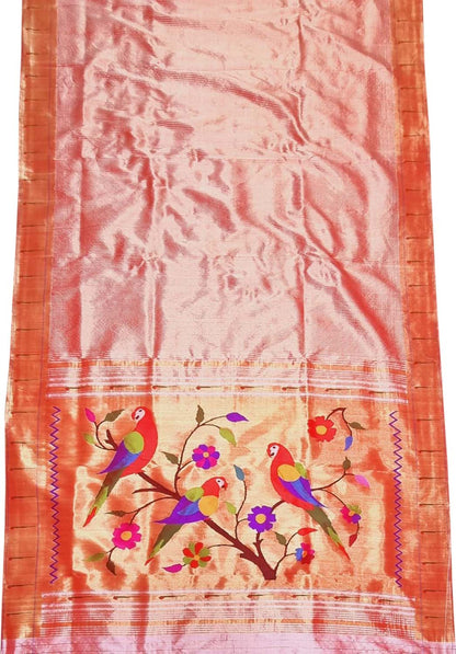 Stunning Pink Paithani Silk Saree with Muniya Border - Luxurion World