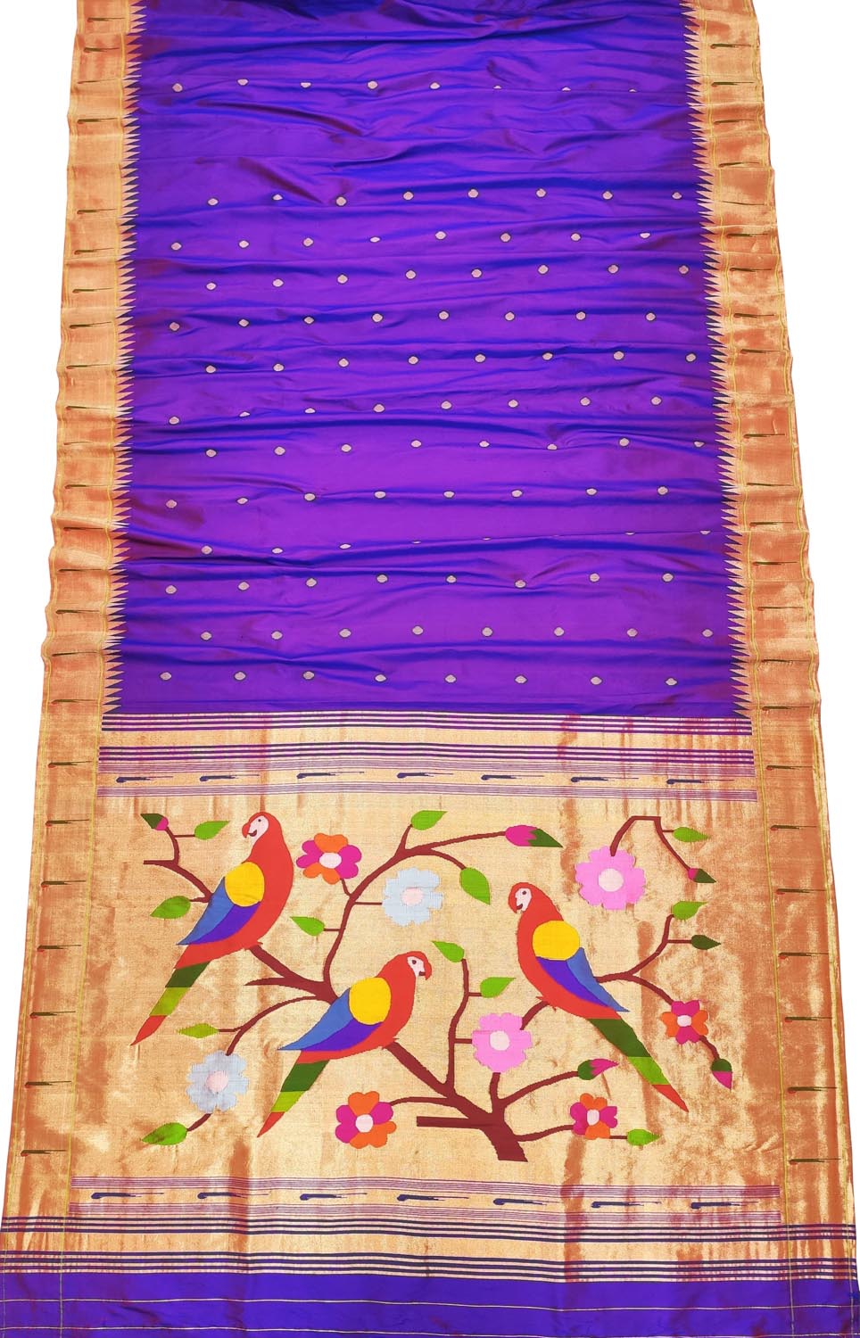 Elegant Purple Paithani Silk Saree with Muniya Border - Luxurion World