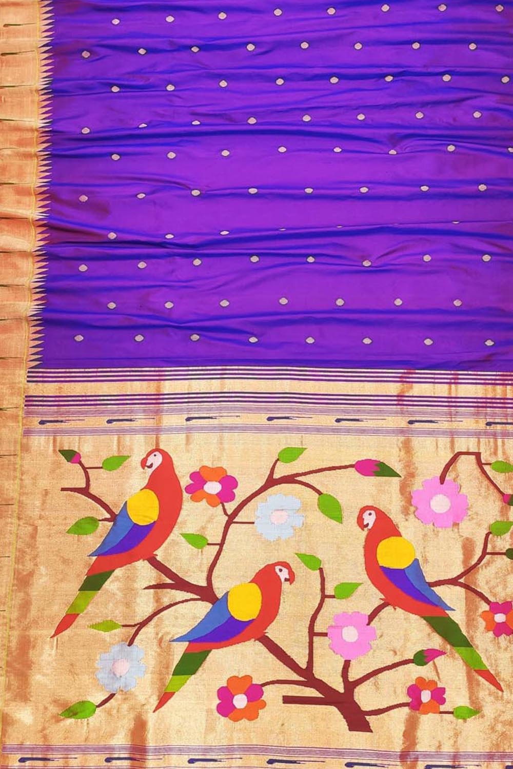 Elegant Purple Paithani Silk Saree with Muniya Border - Luxurion World