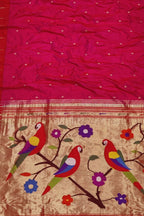 Exquisite Pink Paithani Silk Saree with Muniya Border - Luxurion World