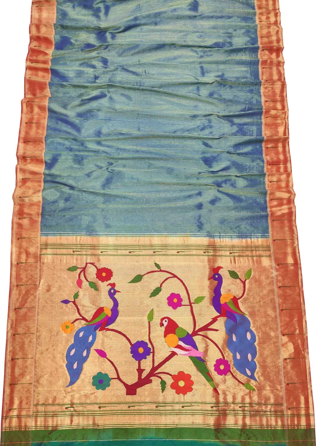 Blue Paithani Silk Saree with Muniya Border - Luxurion World