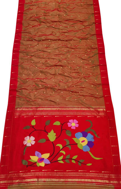 Elegant Maroon Paithani Silk Saree with Muniya Border - Luxurion World