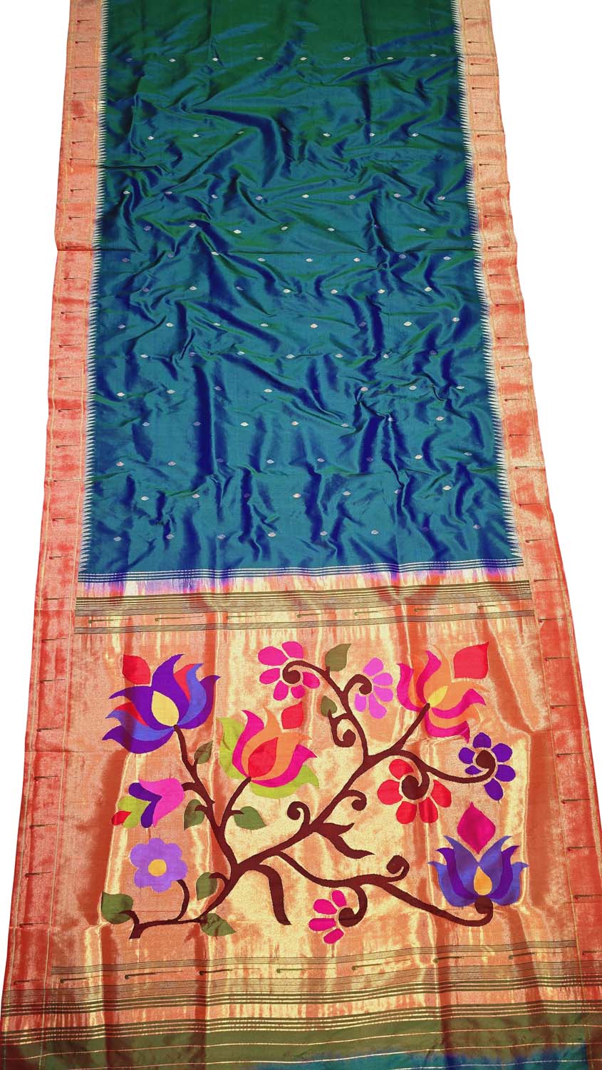 Elegant Blue Paithani Silk Saree with Muniya Border - Luxurion World