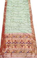 Green Paithani Handloom Silk Saree with Muniya Border - Luxurion World