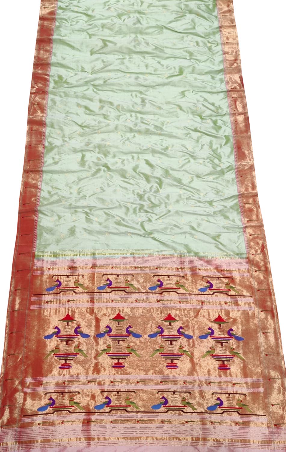 Green Paithani Handloom Silk Saree with Muniya Border - Luxurion World