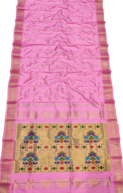 Exquisite Pink Paithani Handloom Silk Saree - Luxurion World