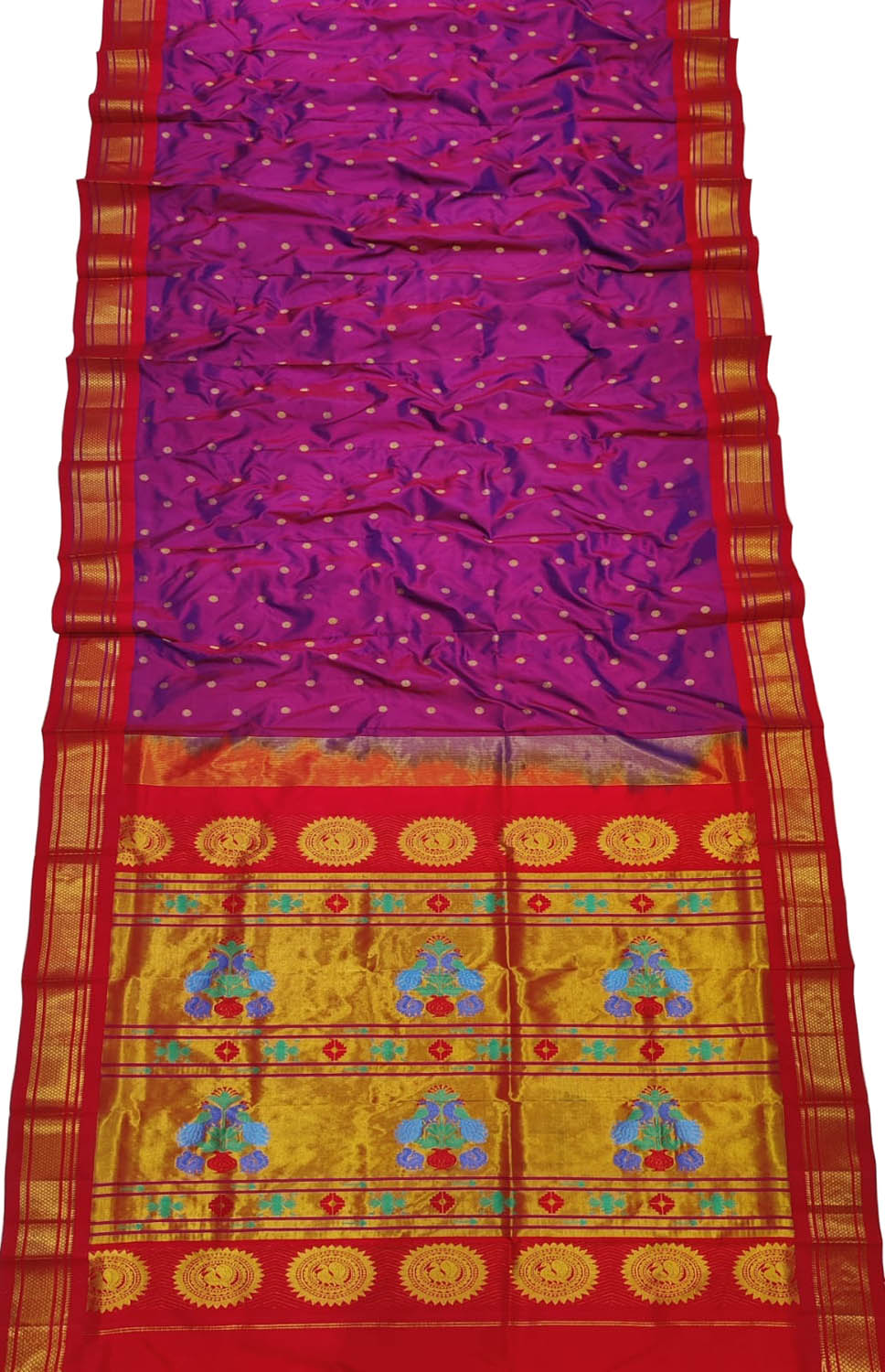 Exquisite Purple Paithani Silk Saree Handloomed - Luxurion World