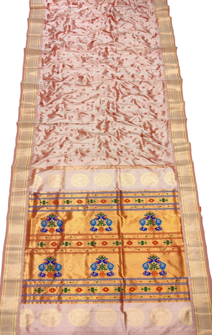 Exquisite Pink Paithani Handloom Silk Saree - Luxurion World