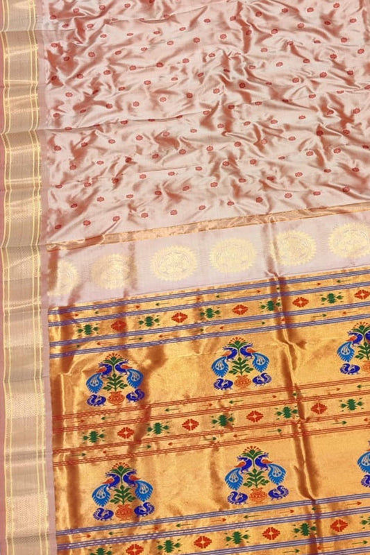 Exquisite Pink Paithani Handloom Silk Saree - Luxurion World