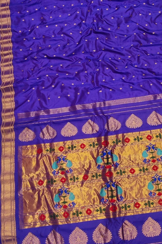 Exquisite Blue Paithani Handloom Silk Saree - Luxurion World