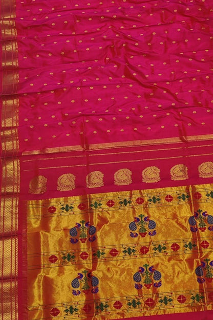 Exquisite Pink Paithani Handloom Silk Saree - Luxurion World
