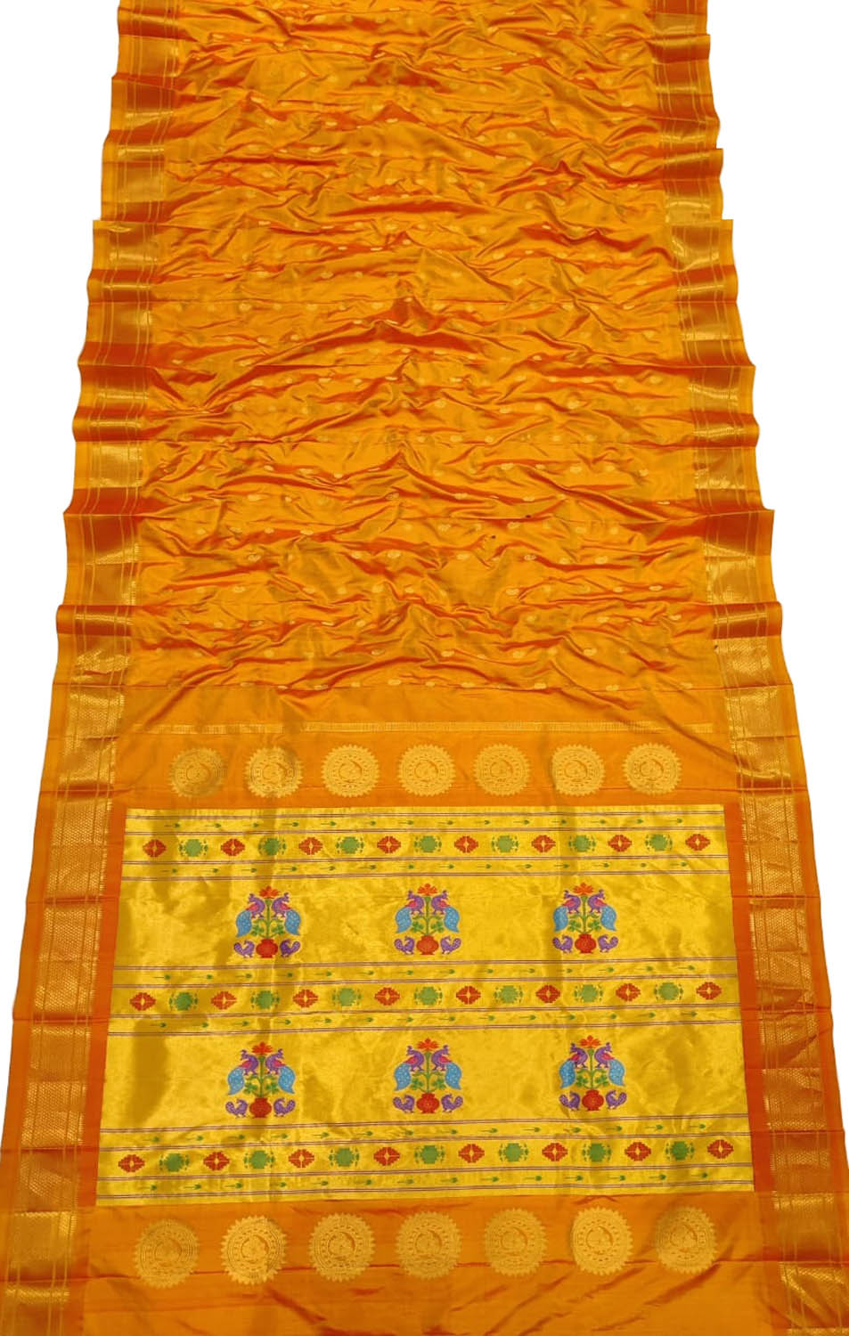 Yellow Paithani Handloom Pure Silk Saree - Elegant and Luxurious - Luxurion World