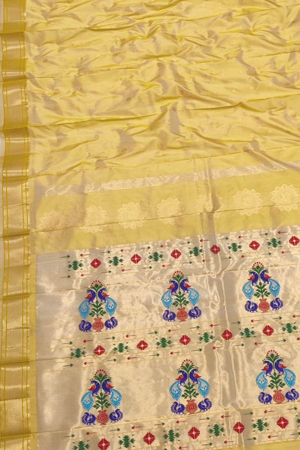 Yellow Paithani Handloom Silk Saree: Pure Elegance - Luxurion World