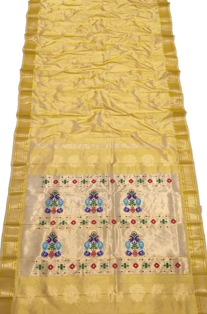 Yellow Paithani Handloom Silk Saree: Pure Elegance - Luxurion World
