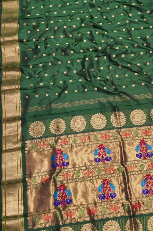 Green Paithani Handloom Silk Saree - Pure Elegance