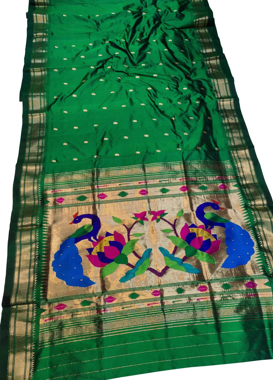 Green Paithani Handloom Pure Silk Saree: Pure Elegance - Luxurion World