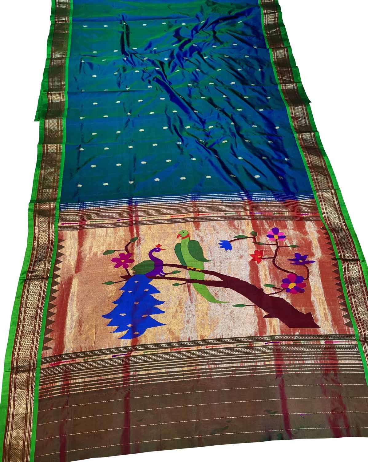 Exquisite Green Paithani Handloom Pure Silk Saree - Luxurion World