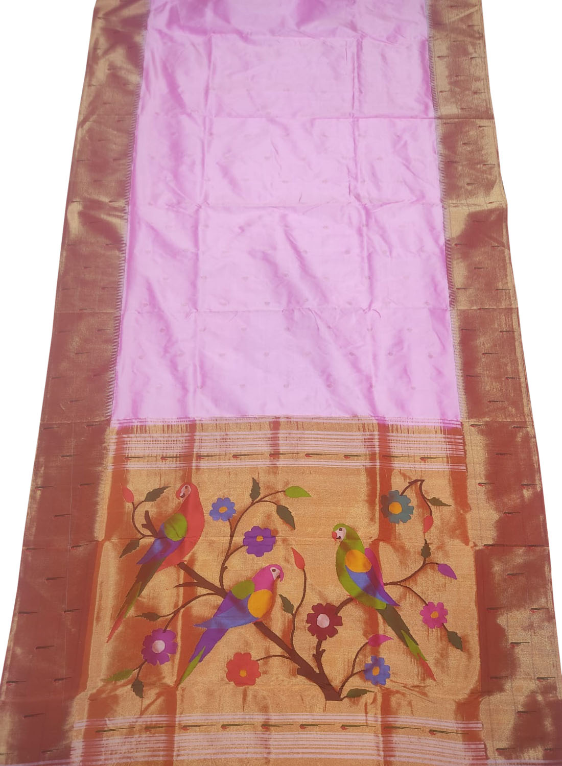 Exquisite Pink Handloom Paithani Silk Saree with Muniya Border - Luxurion World