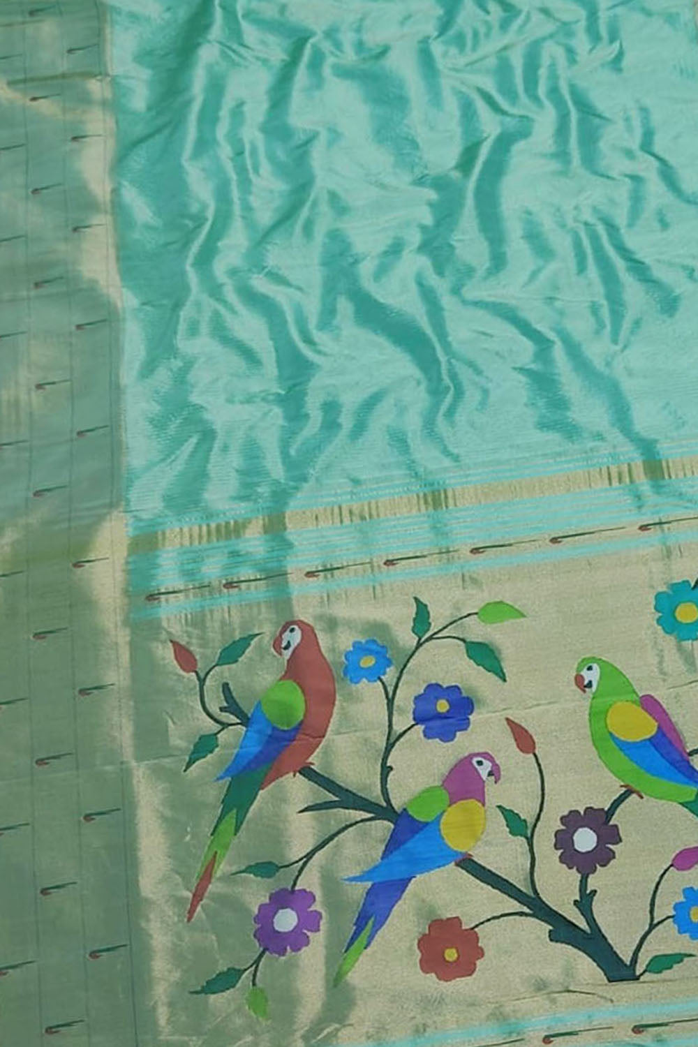 Elegant Blue Silk Paithani Saree with Muniya Border - Luxurion World