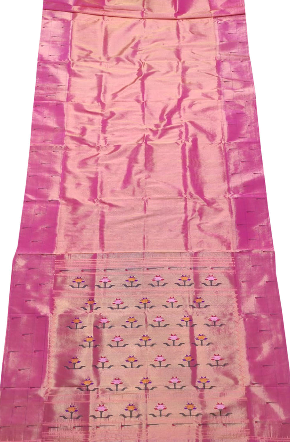 Exquisite Pink Handloom Paithani Silk Saree with Muniya Border - Luxurion World