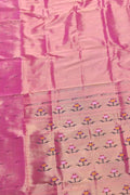 Exquisite Pink Handloom Paithani Silk Saree with Muniya Border - Luxurion World