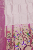 Exquisite Pink Handloom Paithani Silk Saree with Muniya Border - Luxurion World