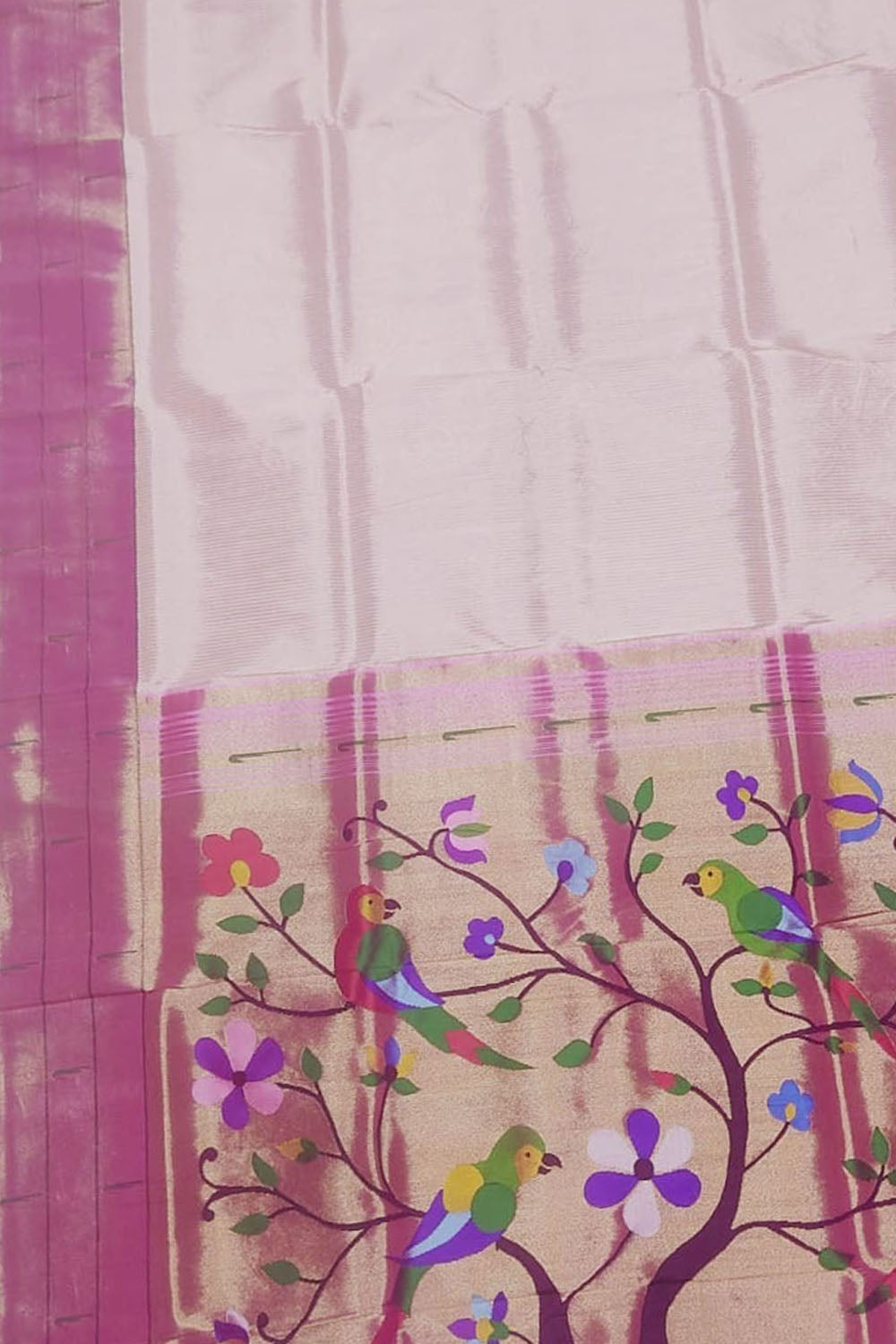 Exquisite Pink Handloom Paithani Silk Saree with Muniya Border - Luxurion World