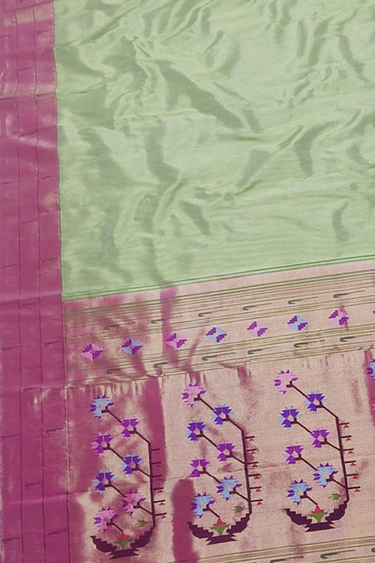 Handloom Paithani Silk Saree with Muniya Border - Luxurion World