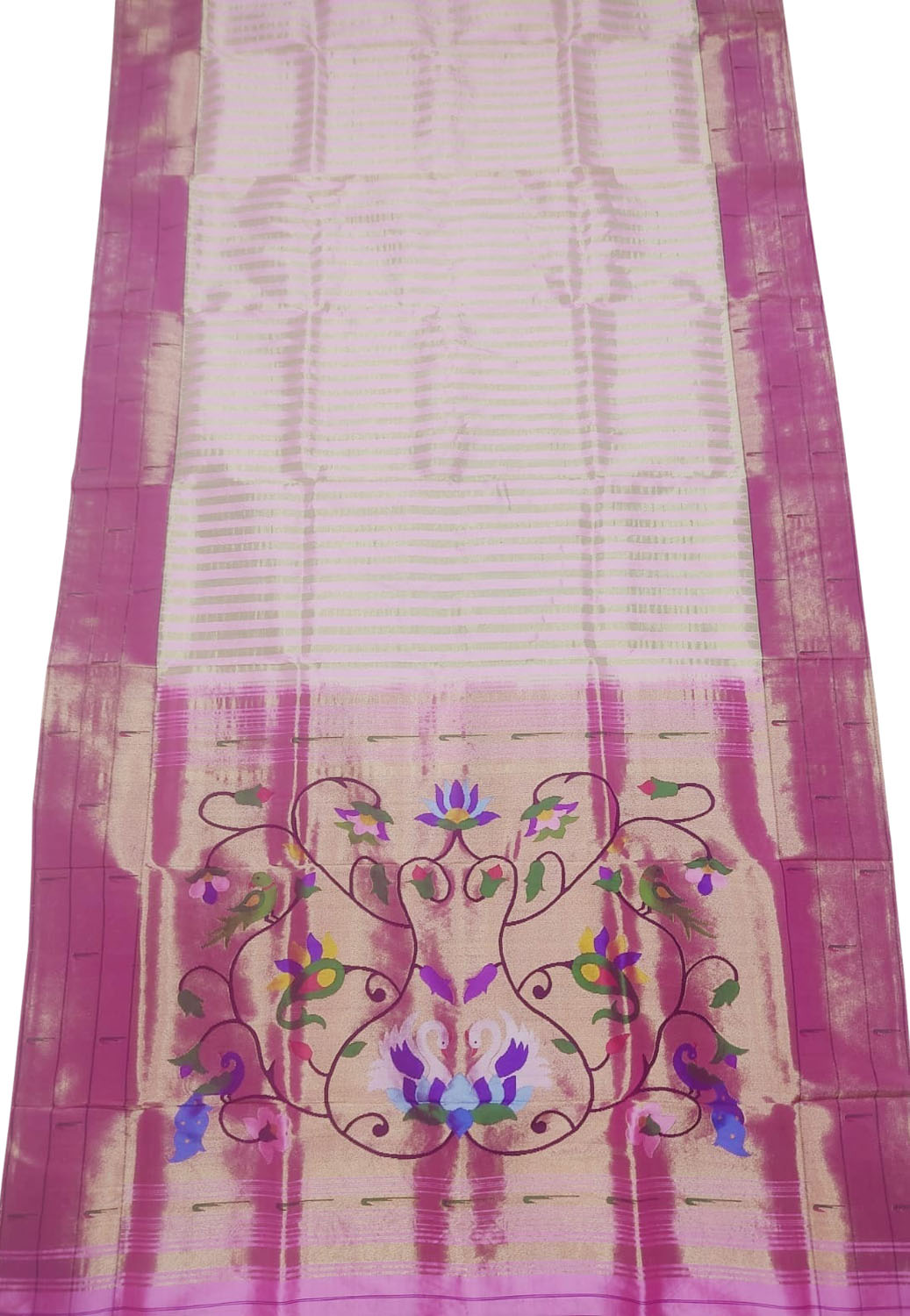 Exquisite Pink Handloom Paithani Silk Saree with Muniya Border - Luxurion World