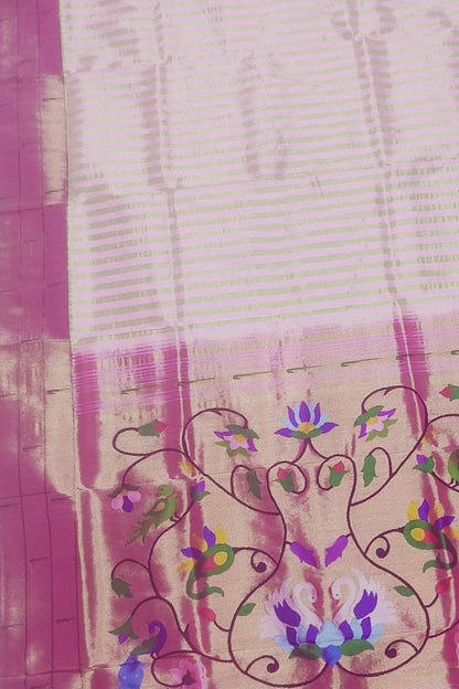 Exquisite Pink Handloom Paithani Silk Saree with Muniya Border - Luxurion World