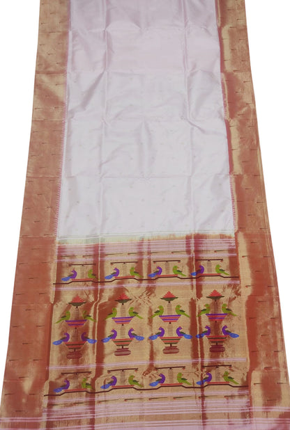 Exquisite Pink Handloom Paithani Silk Saree with Muniya Border - Luxurion World