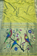 Green Paithani Handloom Silk Saree with Muniya Border - Luxurion World
