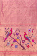 Exquisite Pink Paithani Handloom Silk Saree with Muniya Border - Luxurion World