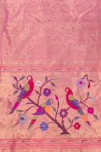 Exquisite Pink Paithani Handloom Silk Saree with Muniya Border - Luxurion World