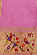 Exquisite Pink Paithani Silk Saree with Muniya Border - Luxurion World