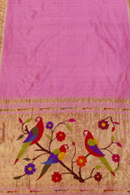 Exquisite Pink Paithani Silk Saree with Muniya Border - Luxurion World