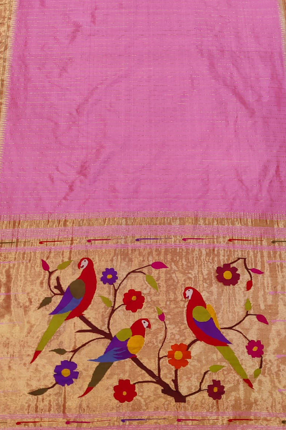 Exquisite Pink Paithani Silk Saree with Muniya Border - Luxurion World