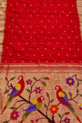 Exquisite Red Paithani Silk Saree with Muniya Border - Luxurion World