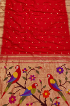 Exquisite Red Paithani Silk Saree with Muniya Border - Luxurion World