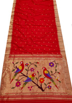Exquisite Red Paithani Silk Saree with Muniya Border - Luxurion World