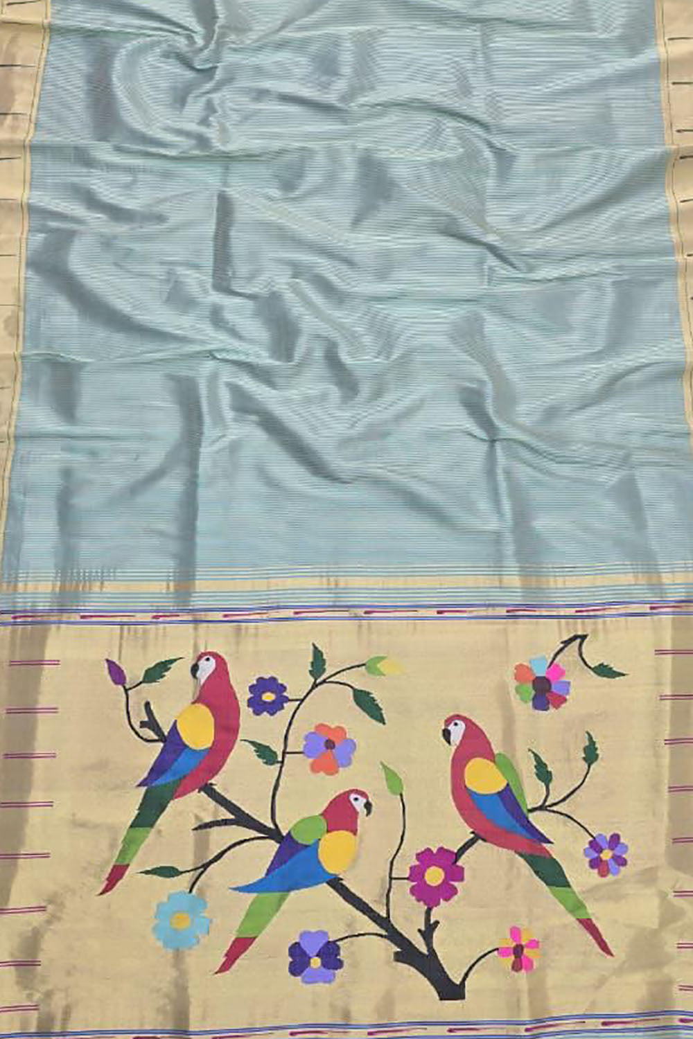 Blue Paithani Handloom Silk Saree with Muniya Border - Luxurion World