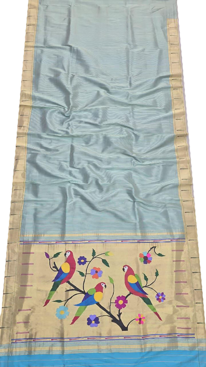 Blue Paithani Handloom Silk Saree with Muniya Border - Luxurion World
