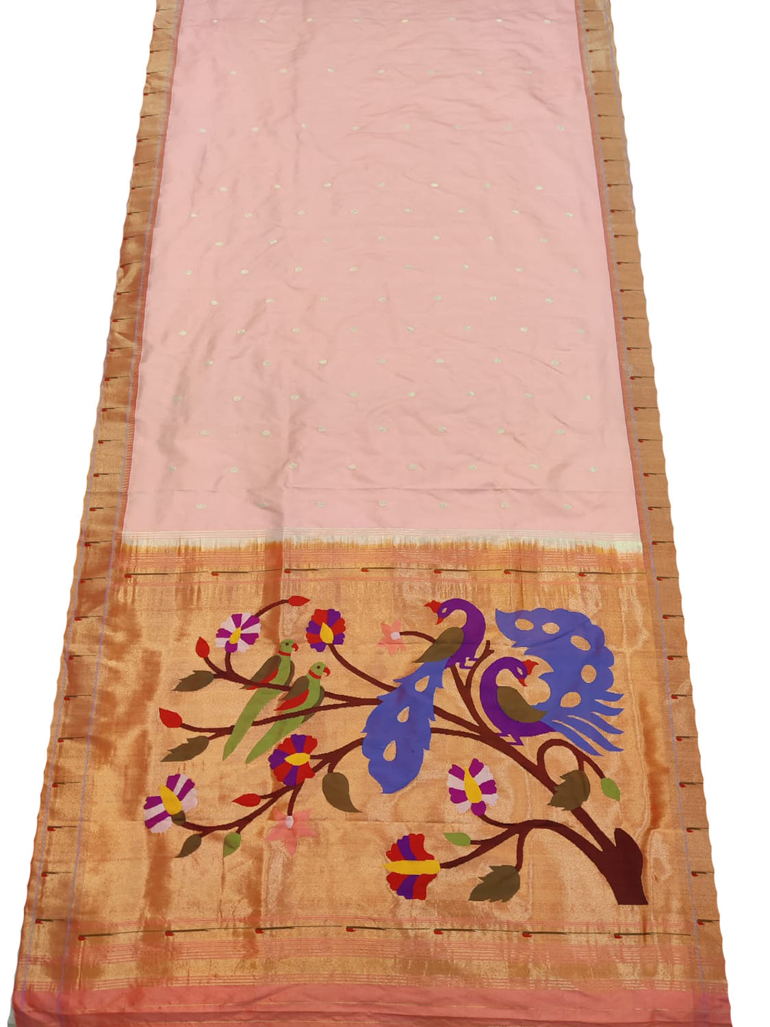 Exquisite Pink Paithani Silk Saree with Muniya Border - Luxurion World