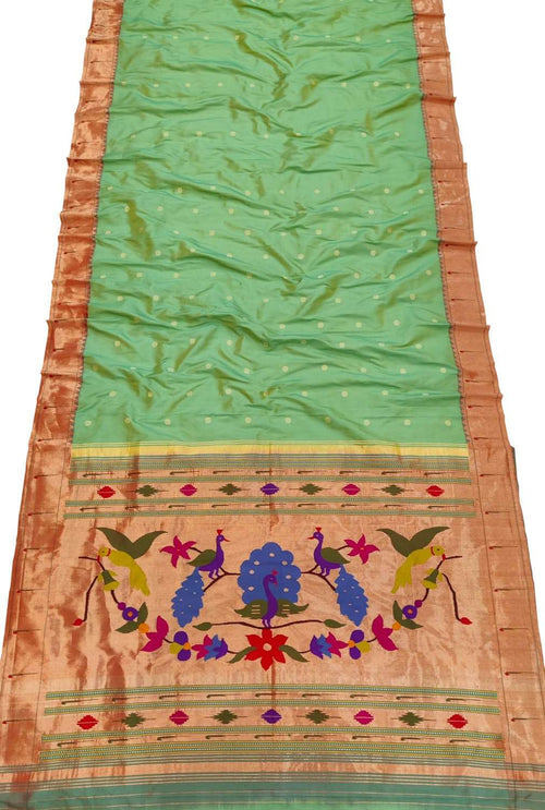 Green Paithani Handloom Pure Silk Saree - Luxurion World