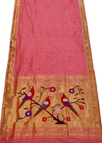 Pink Paithani Handloom Pure Silk Saree - Luxurion World